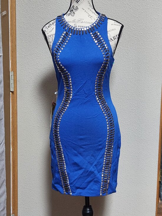 bebe Dresses & Skirts - BEBE Racerback Embellished Blue Dress - Small - NEW NWT